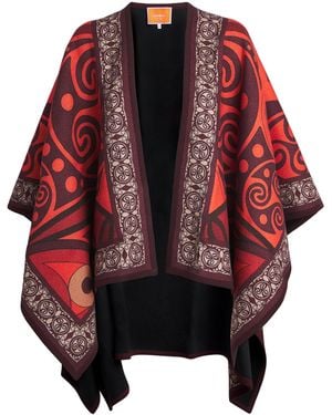 La DoubleJ Wool-Silk Soul Poncho - Red