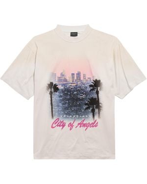 Balenciaga Oversized Cotton Printed T-Shirt - Pink