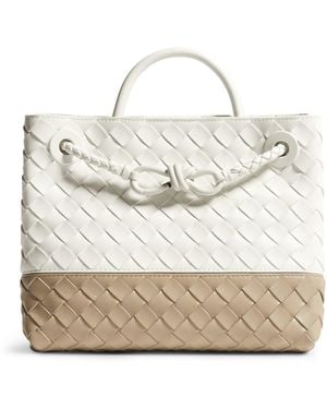 Bottega Veneta Small Leather Andiamo Top-Handle Bag - White