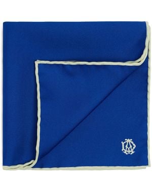 dunhill Mulberry Silk Cypher Logo Pocket Square - Blue