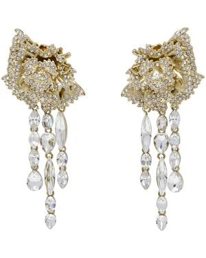McQueen Embellished Carnation Drop Earrings - Metallic