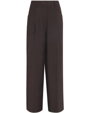 Sandro Wide-Leg Tailored Trousers - Brown
