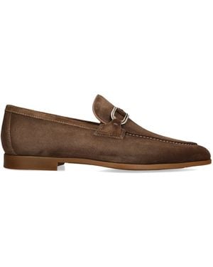 Magnanni Suede Side-Buckle Loafers - Brown