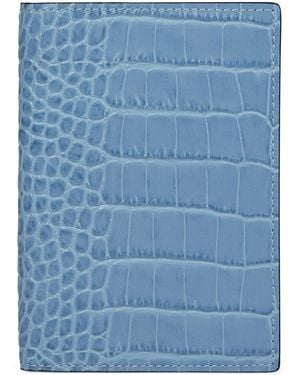 Smythson Leather Mara Passport Cover - Blue