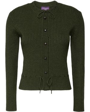 Weekend by Maxmara Virgin Wool Tie-Gathered Cardigan - Green