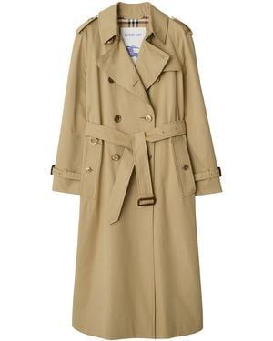 Burberry Gabardine Long Waterloo Trench Coat - Natural