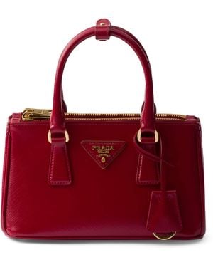 Prada Mini Patent Saffiano Leather Galleria Top-Handle Bag - Red