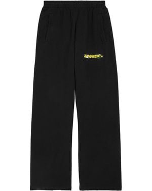 Balenciaga Cotton Messy Spray Logo Joggers - Black