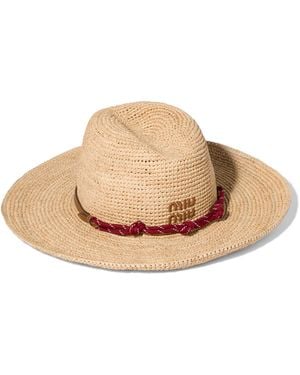 Miu Miu Raffia Wide-Brim Hat - Natural