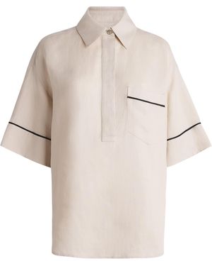 Agnona Linen Half-Placket Shirt - White