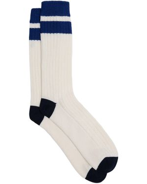 dunhill Cashmere-Cotton Stripe Socks - Blue