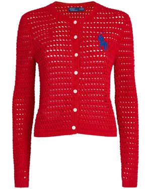 Polo Ralph Lauren Cotton Crocheted Cardigan - Red