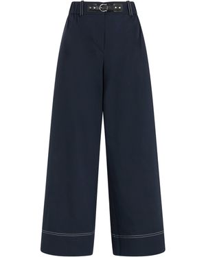 Maje Belt-Detail Wide-Leg Trousers - Blue