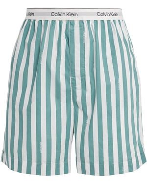 Calvin Klein Cotton Poplin Stripe Pyjama Bottoms - Blue