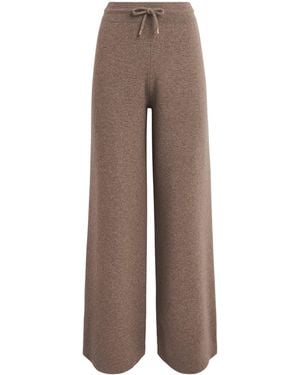 Agnona Cashmere-Wool-Silk Wide-Leg Trousers - Brown
