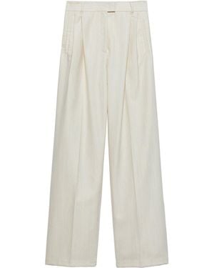 MAX&Co. Cotton-Wool Straight Trousers - White