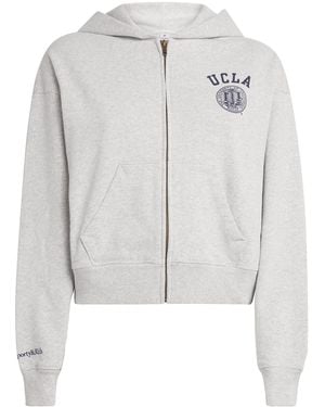 Sporty & Rich Ucla Crest Zip-Up Hoodie - Grey
