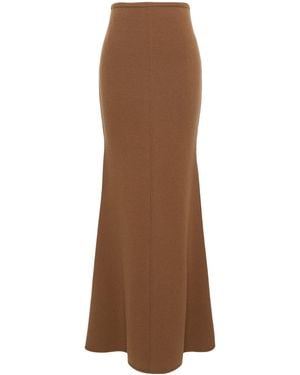 Max Mara Virgin Wool-Cashmere Knitted Maxi Skirt - Brown