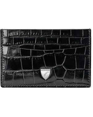 Aspinal of London Croc-Embossed Slim Card Holder - Black