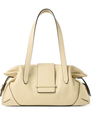 Jimmy Choo Medium Leather Bar Holdall Bag - Natural