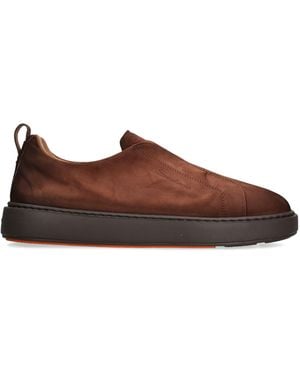 Santoni Leather Clean Icon Victory Sneakers - Brown