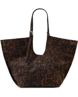 AllSaints Suede Leopard Print Ara Tote Bag - Brown