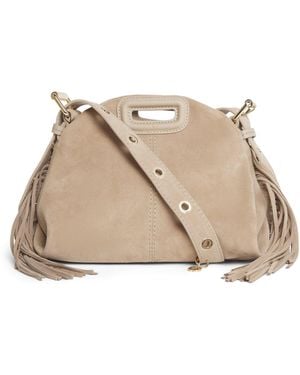 Maje Mini Suede Miss M Shoulder Bag - Natural