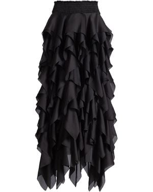 Balmain Silk Ruffled Maxi Skirt - Black