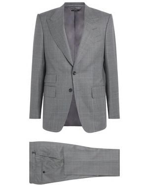 Tom Ford Wool Check Shelton 2-Piece Suit - Grey