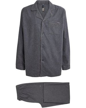 Skims Cotton Long-Sleeve Pajama Set - Gray