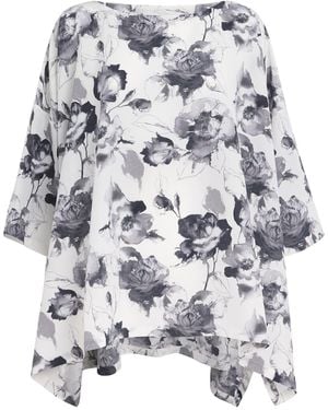 Eskandar Silk Floral Top - White