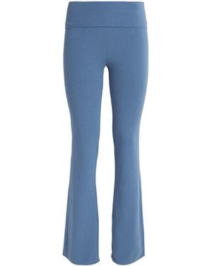 Skims Cotton-Blend Jersey Foldover Trousers - Blue