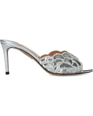 Aquazzura Leather Ce Soir Mules 75 - White