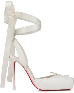 Christian Louboutin Cassia Lace-Up Crepe Pumps 100 - White