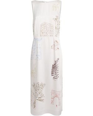 Lafayette 148 New York Printed Shift Midi Dress - White