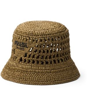 Prada Woven Bucket Hat - Green