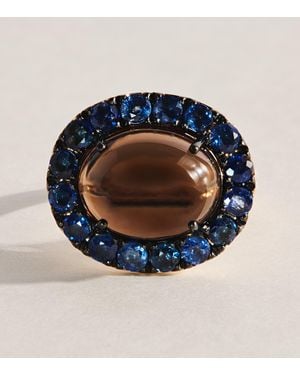 Rosa De La Cruz Sapphire And Smoky Quartz Gem Ring - Blue