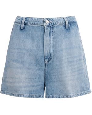 7 For All Mankind Cotton-Linen Mid-Rise Shorts - Blue
