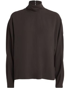 JOSEPH Crepe Buick Blouse - Brown