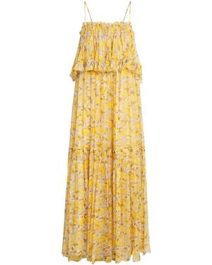 Chloé Silk Tiered Maxi Dress - Metallic