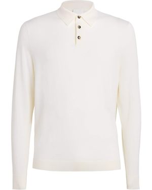 Allude Virgin Wool Open-Collar Polo Jumper - White