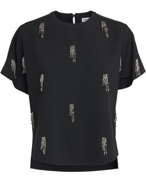 Jonathan Simkhai Crepe Abelia Embellished T-Shirt - Black