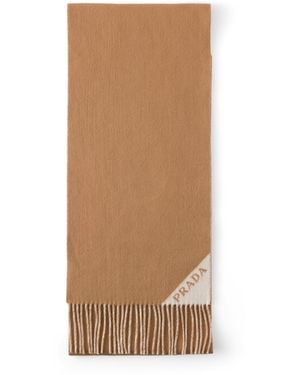 Prada Cashmere Logo Scarf - Brown