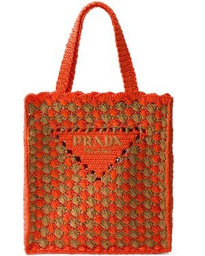 Prada Crochet Triangle Tote Bag - Red
