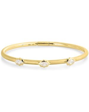 Jade Trau Small And Diamond Plié Maverick Station Bangle - Natural
