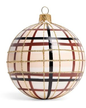 Harrods Glass Tartan Bauble - Metallic