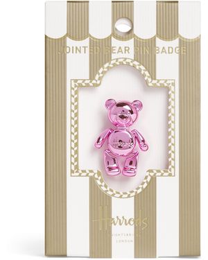 Harrods Jointed Bear Pin Badge - Pink