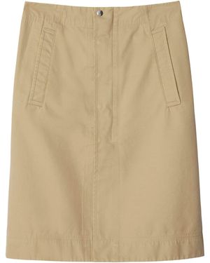 Burberry Cotton Midi Skirt - Natural