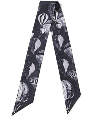 Aspinal of London Silk Shield Skinny Scarf - Blue