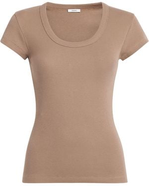 JOSEPH Stretch-Cotton Ribbed Saba Top - Natural